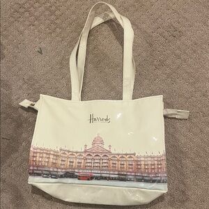 Harrods Ivory Tote with Cityscape Illustration
